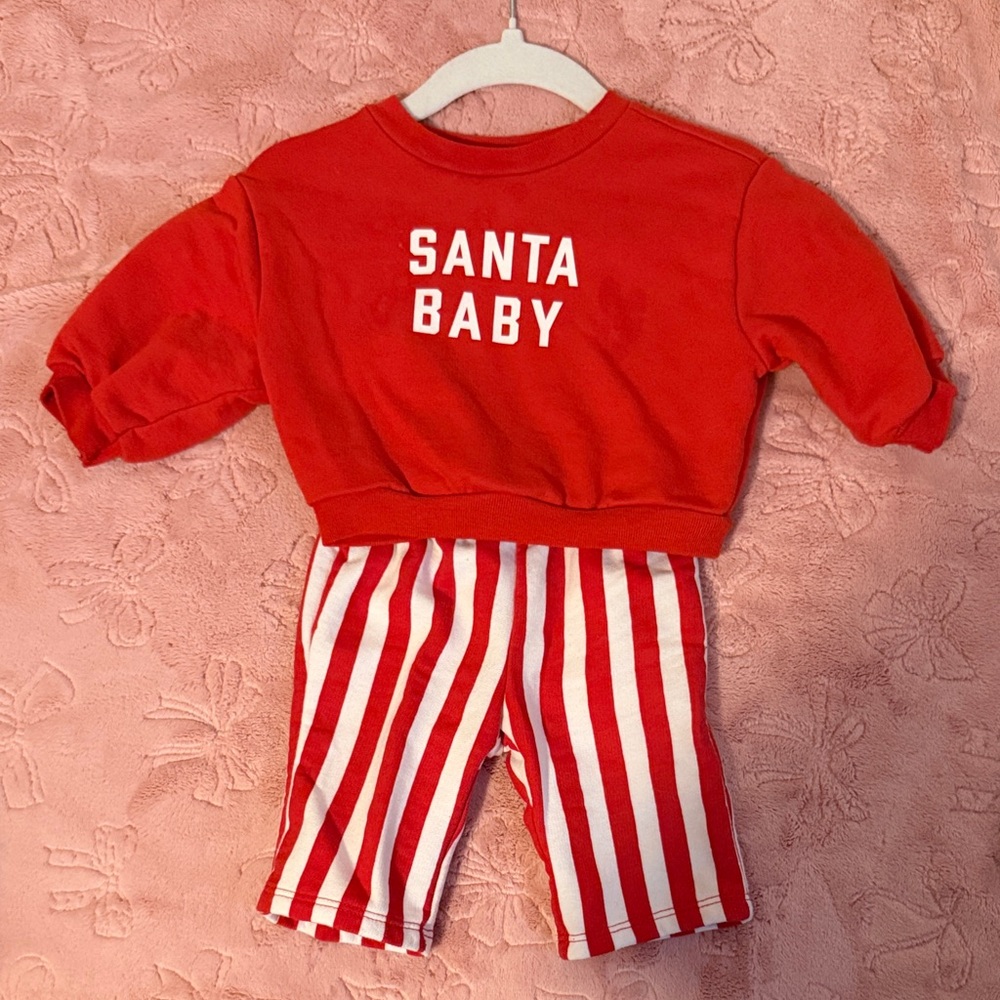 Cat & Jack Red Santa Baby Matching Set